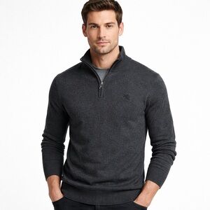 Express Men’s Quarter Zip Sweater Charcoal Gray Cotton Pullover Size Medium NWT